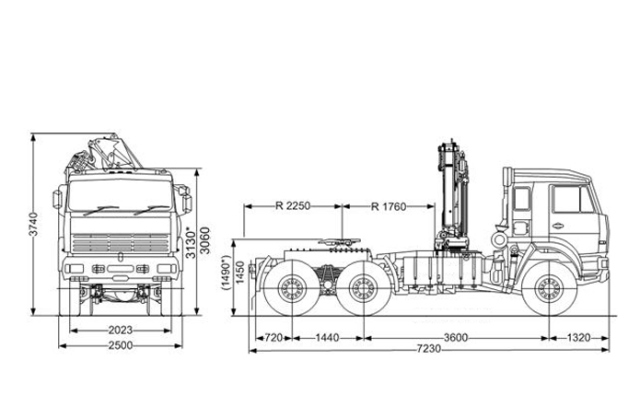 Седельный тягач «Камаз 65225» с КМУ ИНМАН ИМ-95